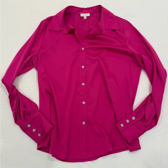 Laura Satin Rhinestone Blouse - Picture 1 of 7